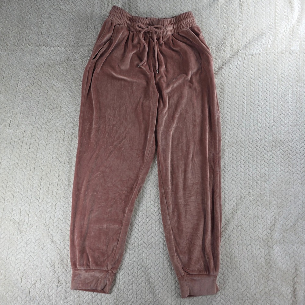 BBJ Los Angeles Women Medium Pink Velvet Joggers Athleisure Loungewear